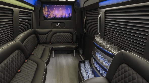 Interior of Charter Bus Company Arcadia's 14 Passenger Sprinter Limousine in Arcadia
