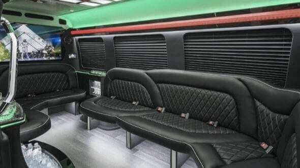 Interior of Charter Bus Company Pasadena's 18 Passenger Party Bus in Pasadena