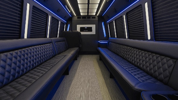 Interior of Charter Bus Company Monterey Park's 20 Passenger Party Bus in Monterey Park