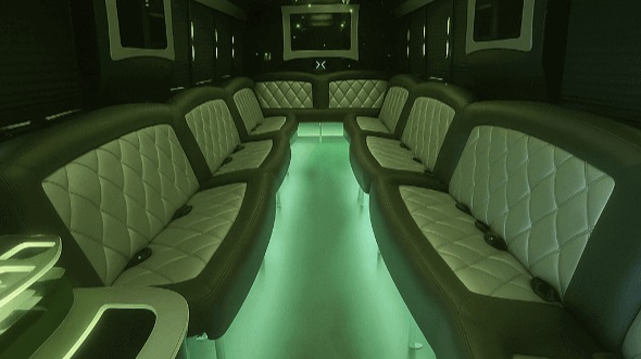 Interior of Charter Bus Company Covina's 25 Passenger Party Bus in Covina