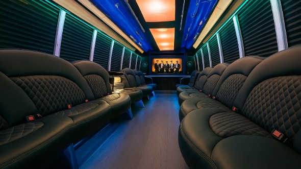 Interior of Charter Bus Company Covina's 28 Passenger Party Bus in Covina