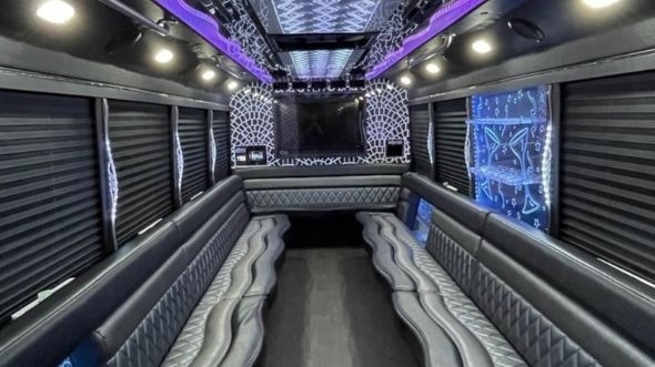 Interior of Charter Bus Company Pasadena's 28 Passenger Party Bus in Pasadena