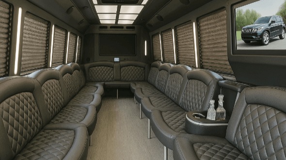 Interior of Charter Bus Company Montebello's 30 Passenger Party Bus in Montebello