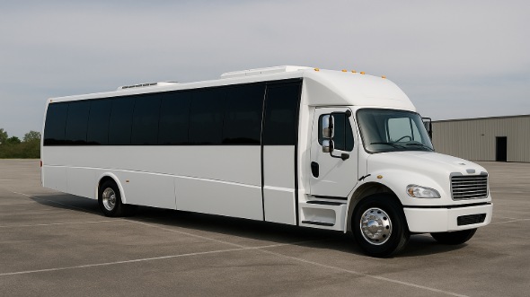 Exterior of Charter Bus Company West Covina's 30 Passenger Party Bus in West Covina