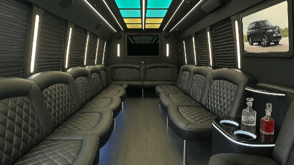 Interior of Charter Bus Company Arcadia's 40 Passenger Party Bus in Arcadia