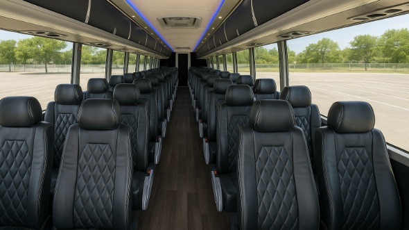 Interior of Charter Bus Company El Monte's 46 Passenger Charter Bus in El Monte