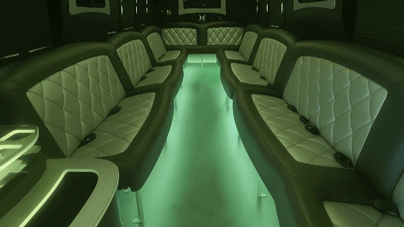 Interior of Charter Bus Company Covina's 50 Passenger Party Bus in Covina