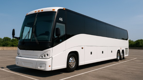 Exterior of Charter Bus Company West Covina's 50 Passenger Party Bus in West Covina