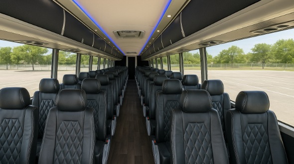 Interior of Charter Bus Company El Monte's 54 Passenger Charter Bus in El Monte