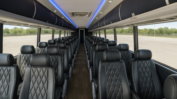 Interior of Charter Bus Company El Monte's 55 Passenger Charter Bus in El Monte