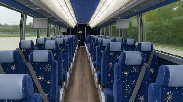 Interior of Charter Bus Company El Monte's 56 Passenger Charter Bus in El Monte
